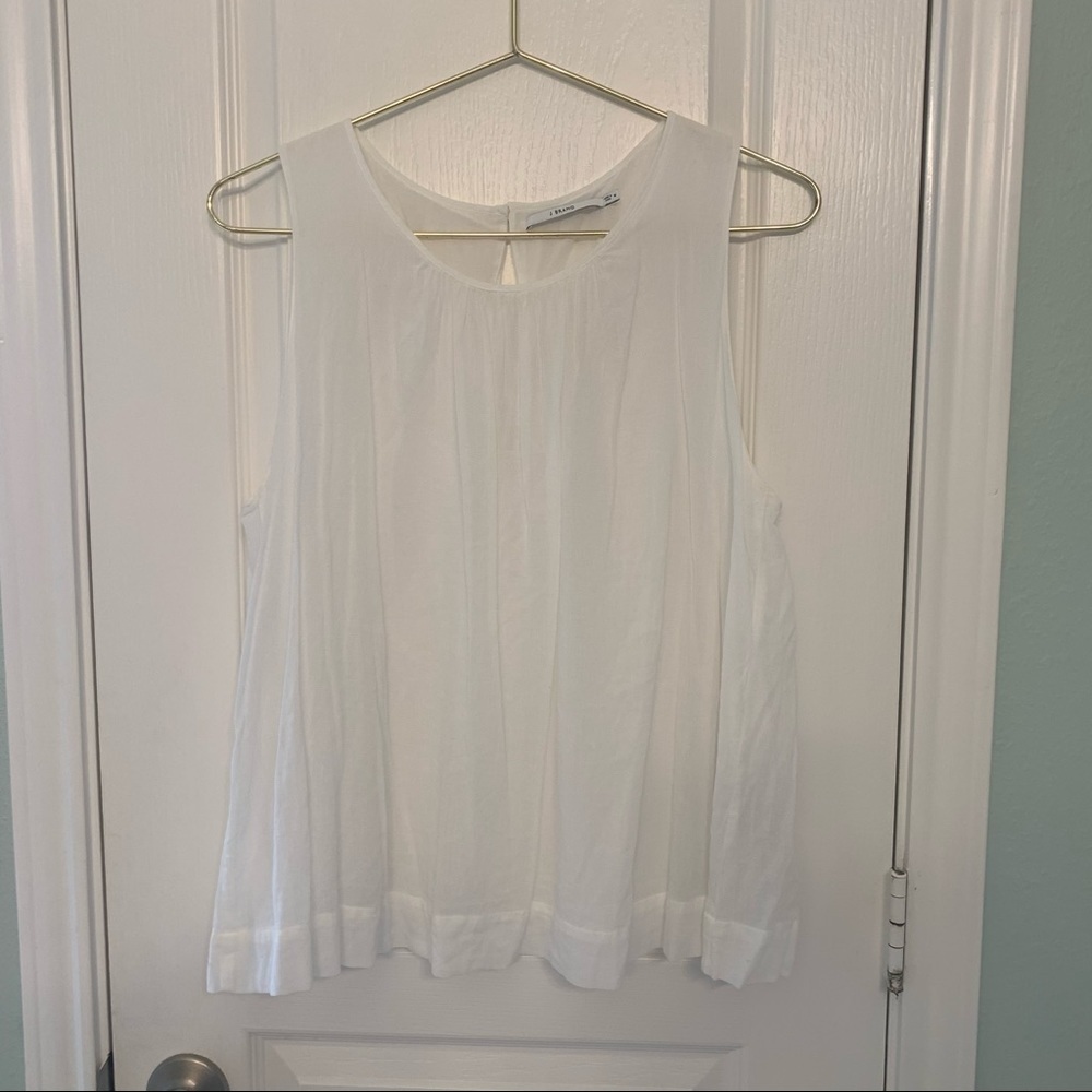 J brand Sleeveless Gathered Neck white Top